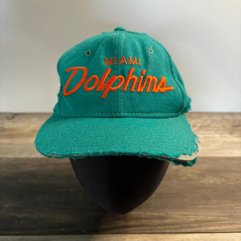 Vintage‎ Miami Dolphins Green Men's Sports Specialties Wool Script Snap Back Cap
